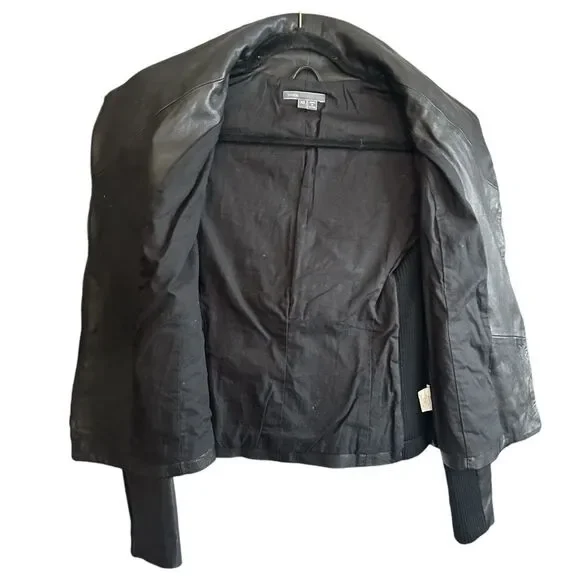 VINCE. Scuba Black 100% Leather Jacket Size XS